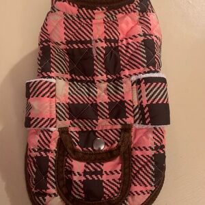 Plaid Pink and Brown Quilted Dog Jacket